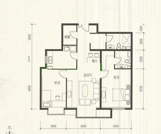 玉泉新城-二居室-97.54平米-装修设计