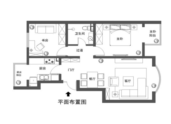 京洲世家-二居室-94.08平米-装修设计
