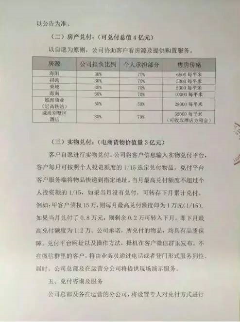 华赢凯来兑付方案(图片来源:受访者提供)