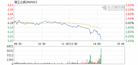 浙江众成7月5日盘中跌幅达5%