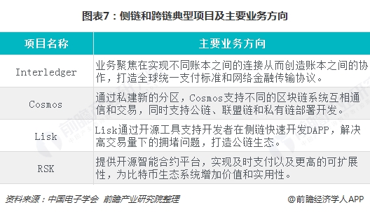 图表7:侧链和跨链典型项目及主要业务方向 