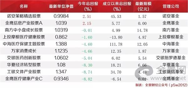 图:股票型基金今年以来业绩排名前十