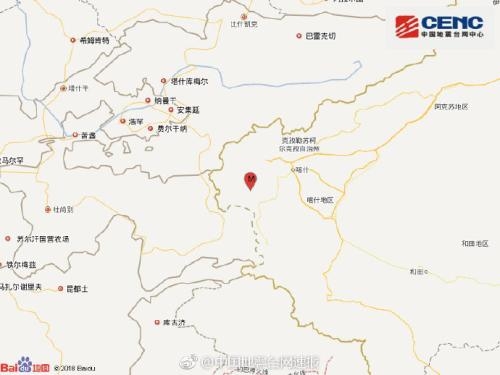 新疆阿克陶县发生5.2级地震 震源深度10千米