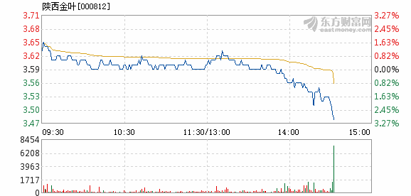 陕西金叶12月27日盘中跌幅达5%