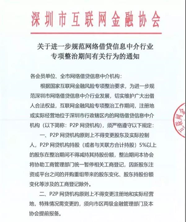 深圳互金协会：P2P网贷机构不得新增违规业务、出借人数