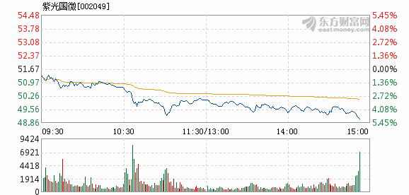 紫光国微5月25日盘中跌幅达5%