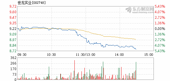世龙实业6月21日盘中跌幅达5%