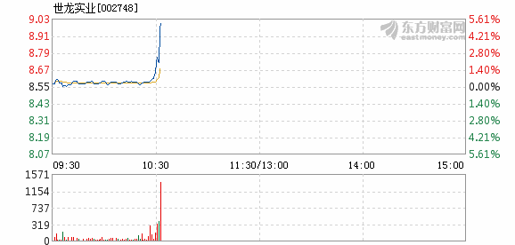 世龙实业7月18日盘中涨幅达5%