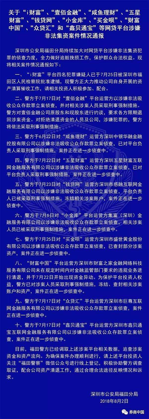 警方对问题平台大通报！深圳19起上海45起！速来对照