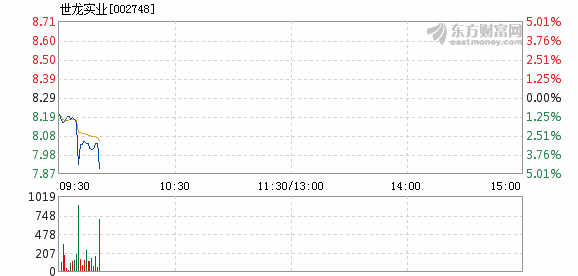 世龙实业8月6日盘中跌幅达5%
