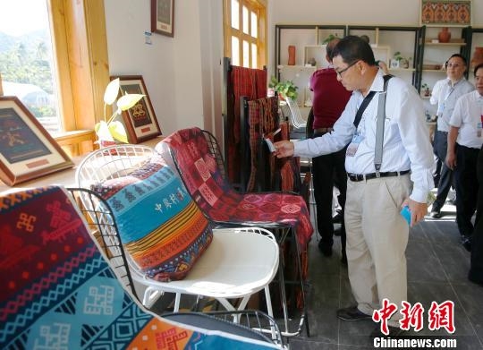 香港海南社团总会领袖回乡考察团在三亚美丽乡村中寥村参访。 