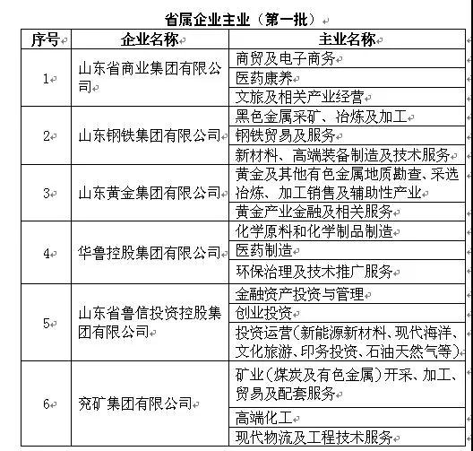 山东省国资委重新确认28户省属企业主业