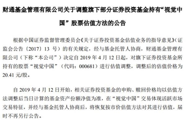 2018年底持仓视觉中国较多股份的基金