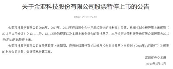 注意!乐视网、金亚科技等7家公司被暂停上市