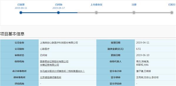 心脉医疗科创板IPO申请将上会审核