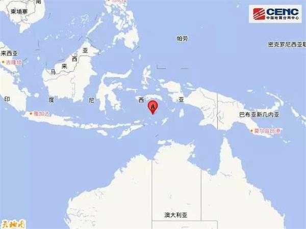 印尼班达海附近发生7.6级左右地震