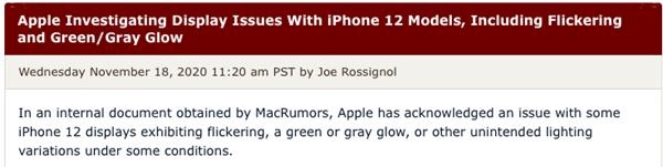 iPhone 12再曝“绿屏门” 苹果终于承认了