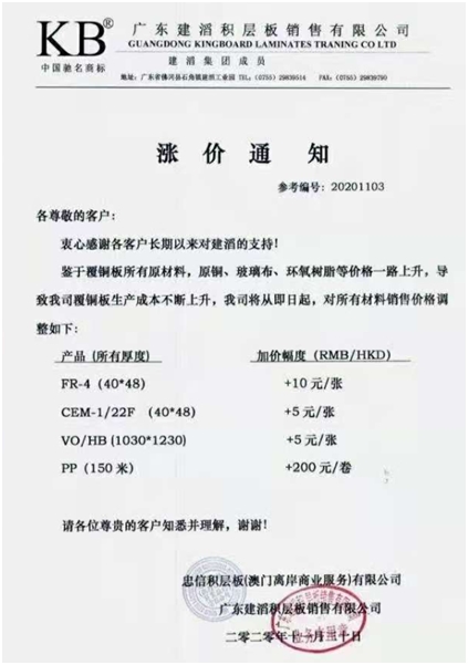 巨头涨价!发布第五轮涨价的PCB关键材料核心概念股(列表)