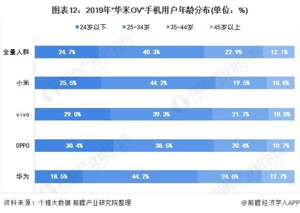 图表12:2019年华米OV手机用户年龄分布(单位：%)