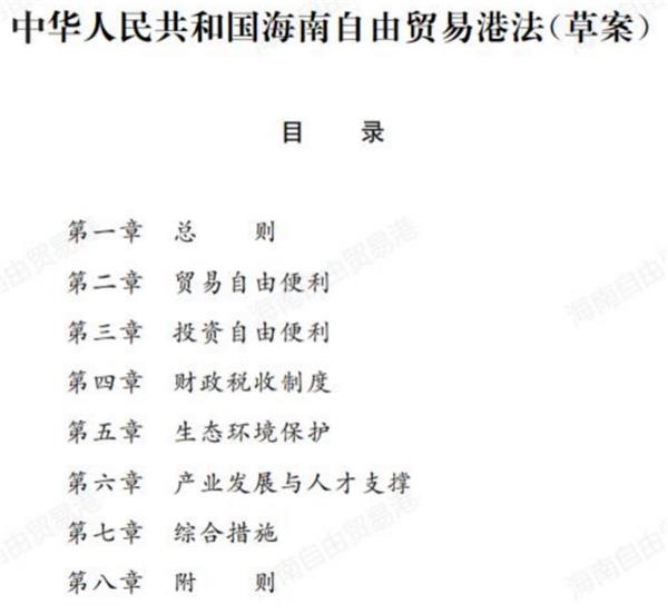 全文首次公开!海南自由贸易港法草案征求意见 来看六大要点